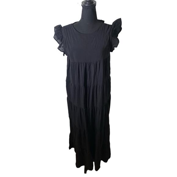 2.7 August Apparel Black Long Cotton Sundress Sz M - Picture 1 of 4